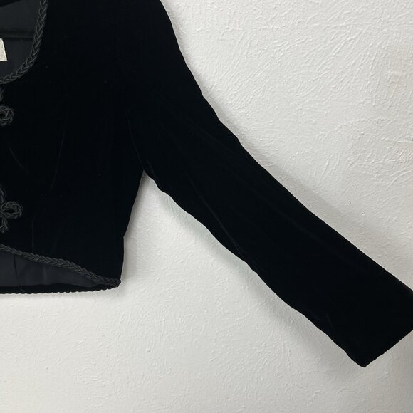 VTG 80s Kaiser Black Cropped Blazer Jacket Bolero Braided Rope Closure XS/S - Picture 4 of 7